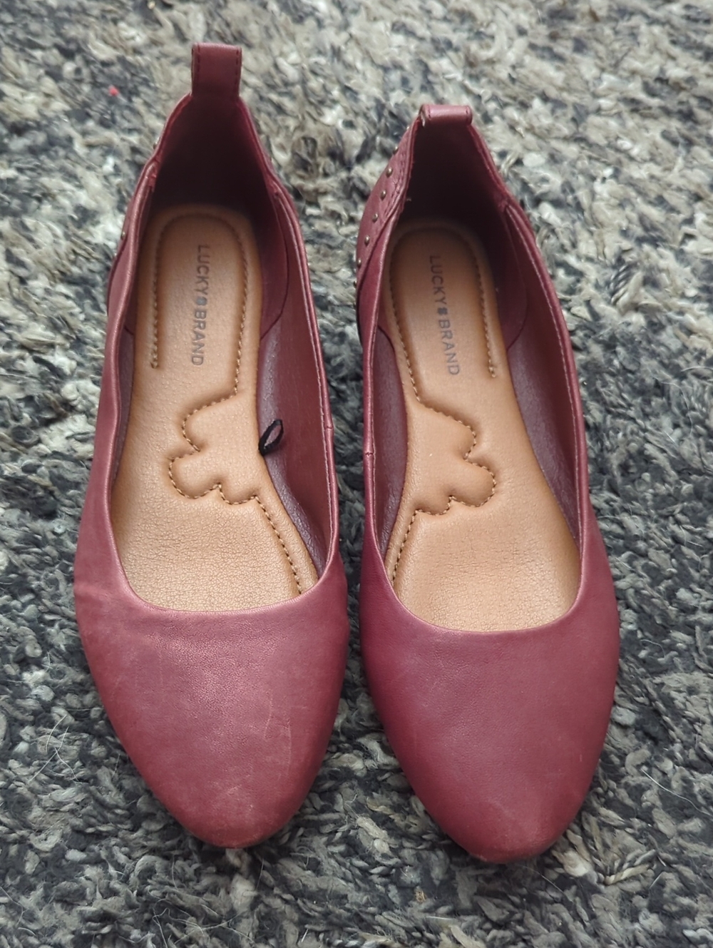 Lucky Brand Cayna Leather Slip-on Burgundy Ballet Flats Women’s Sz 8